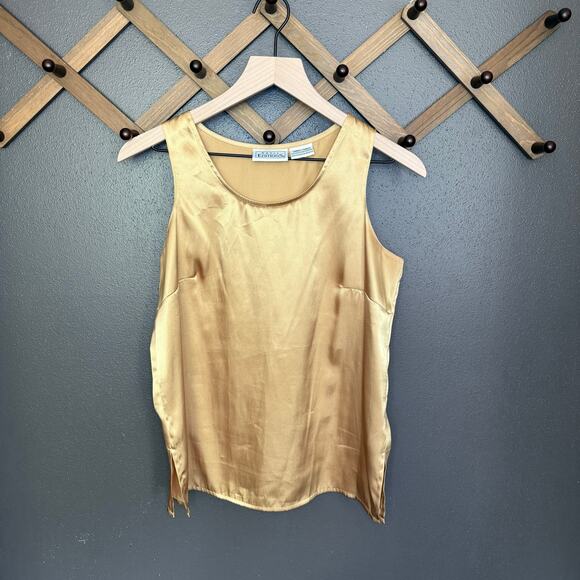 Basic Editions vintage y2k gold faux silk tank top - Picture 1 of 6